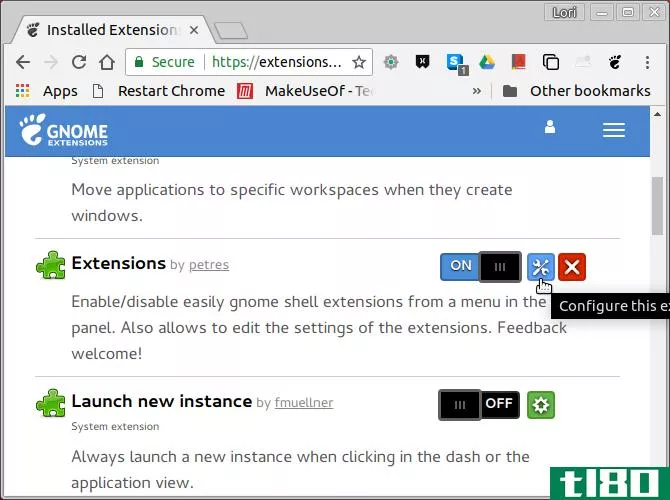 Manage extensi*** on GNOME Extensi*** website