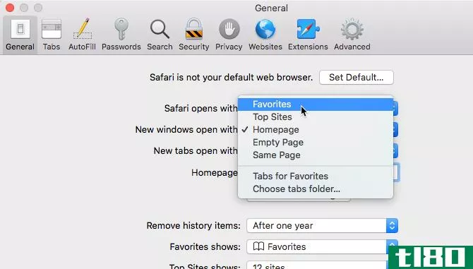 New windows open with option in Safari's settings