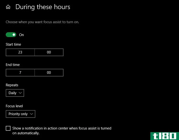 Windows 10 Focus Assist Time Rules