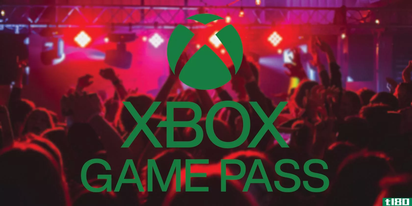 xbox game pass logo with a nightclub background