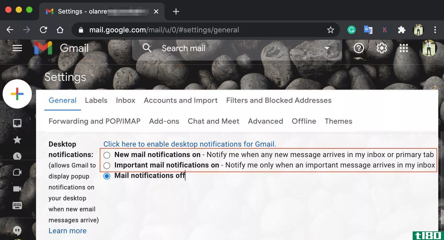 Gmail Desktop Notification Settings