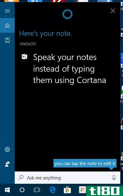 Use Cortana to create a new note