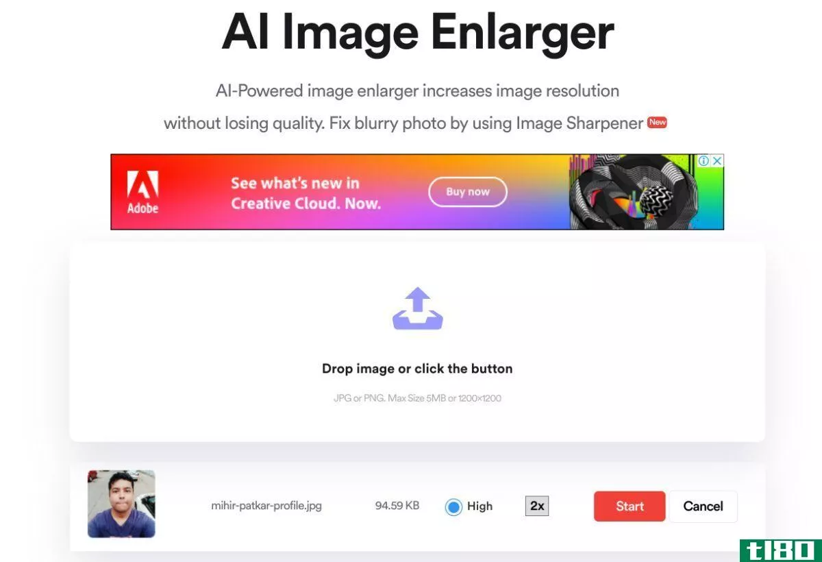 Increase the size of a low resolution photo at AI Image Enhancer