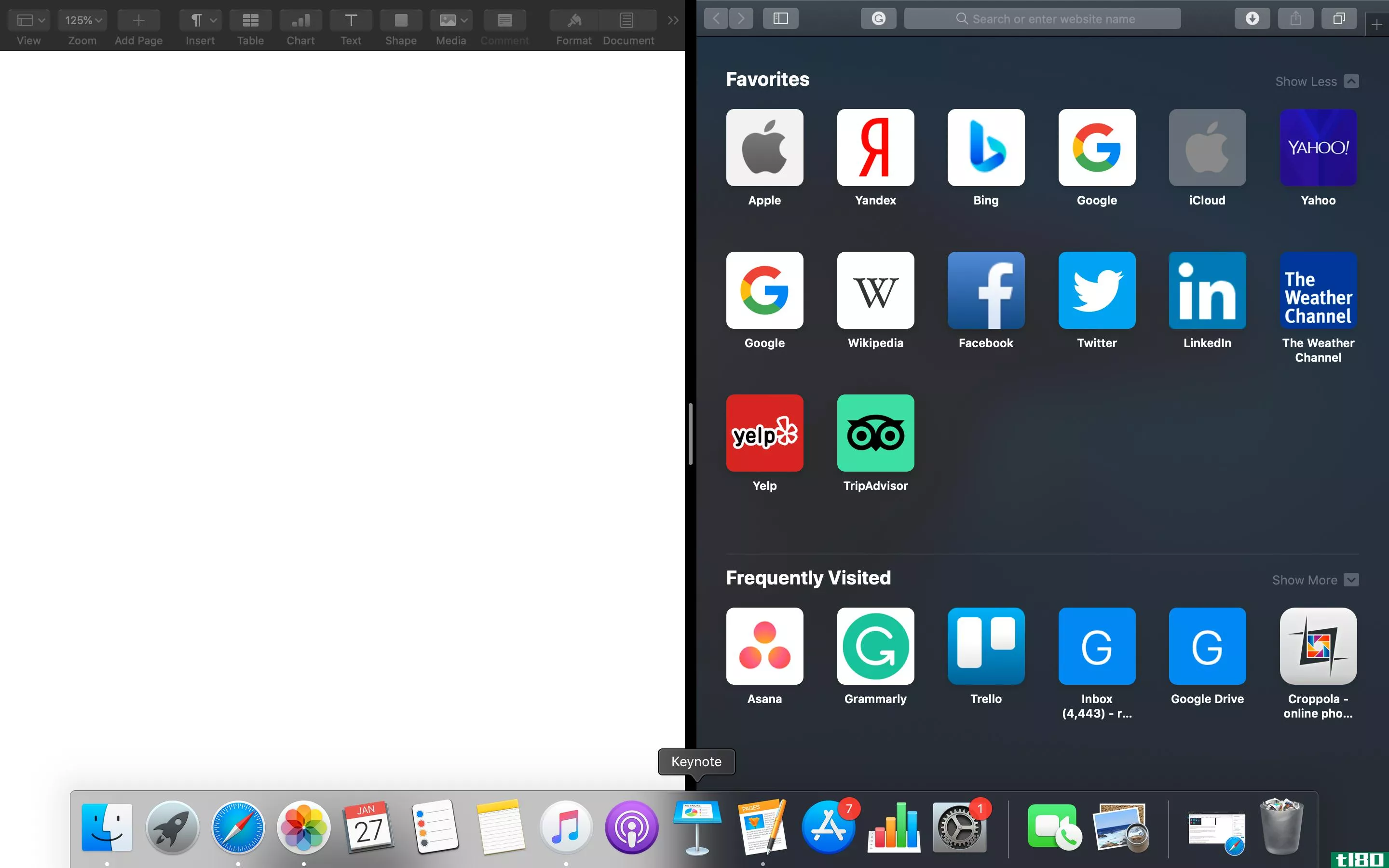 how to view dock in split screen mode