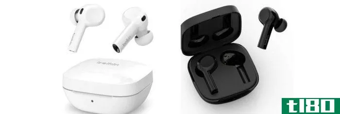 Belkin Soundform Freedom True Wireless Earbuds in black and white with cases