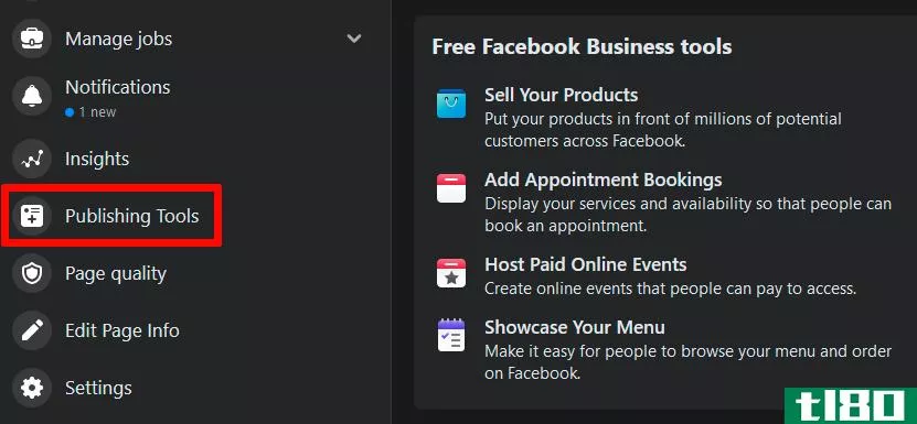 Facebook Page Menu and Features
