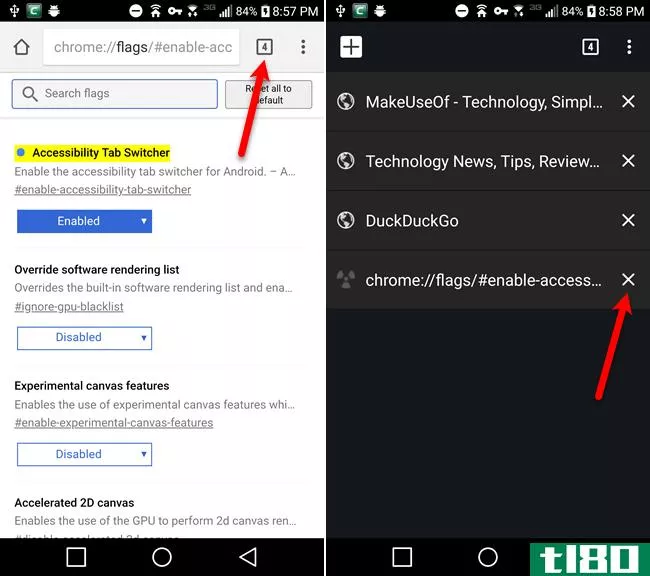 Open the Accessibility Tab Switcher in Chrome on Android