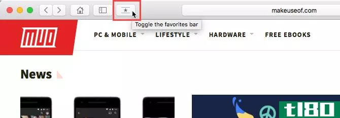 Toggle the favorites bar button