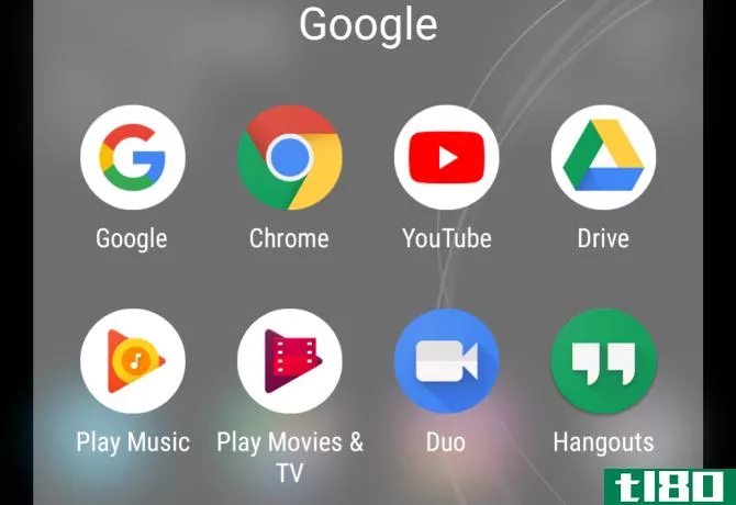 Typical Google apps on Android