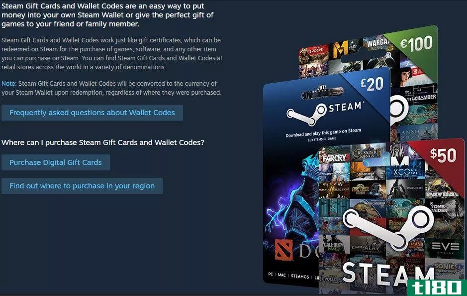 Buying Steam digital gift cards in the app