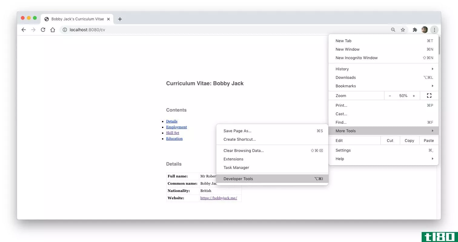 Screenshot showing Google Chrome's main menu with Developer Tools selected
