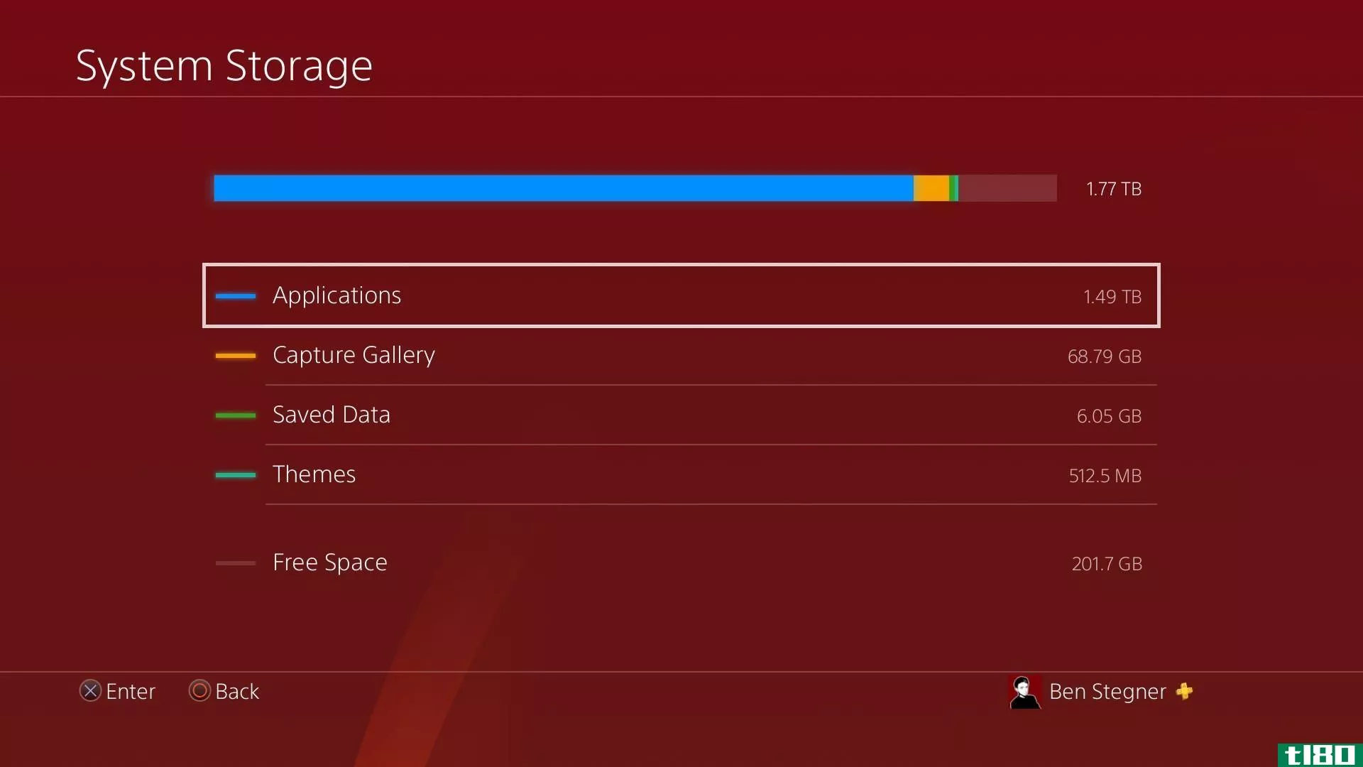 PS4 Storage Screen