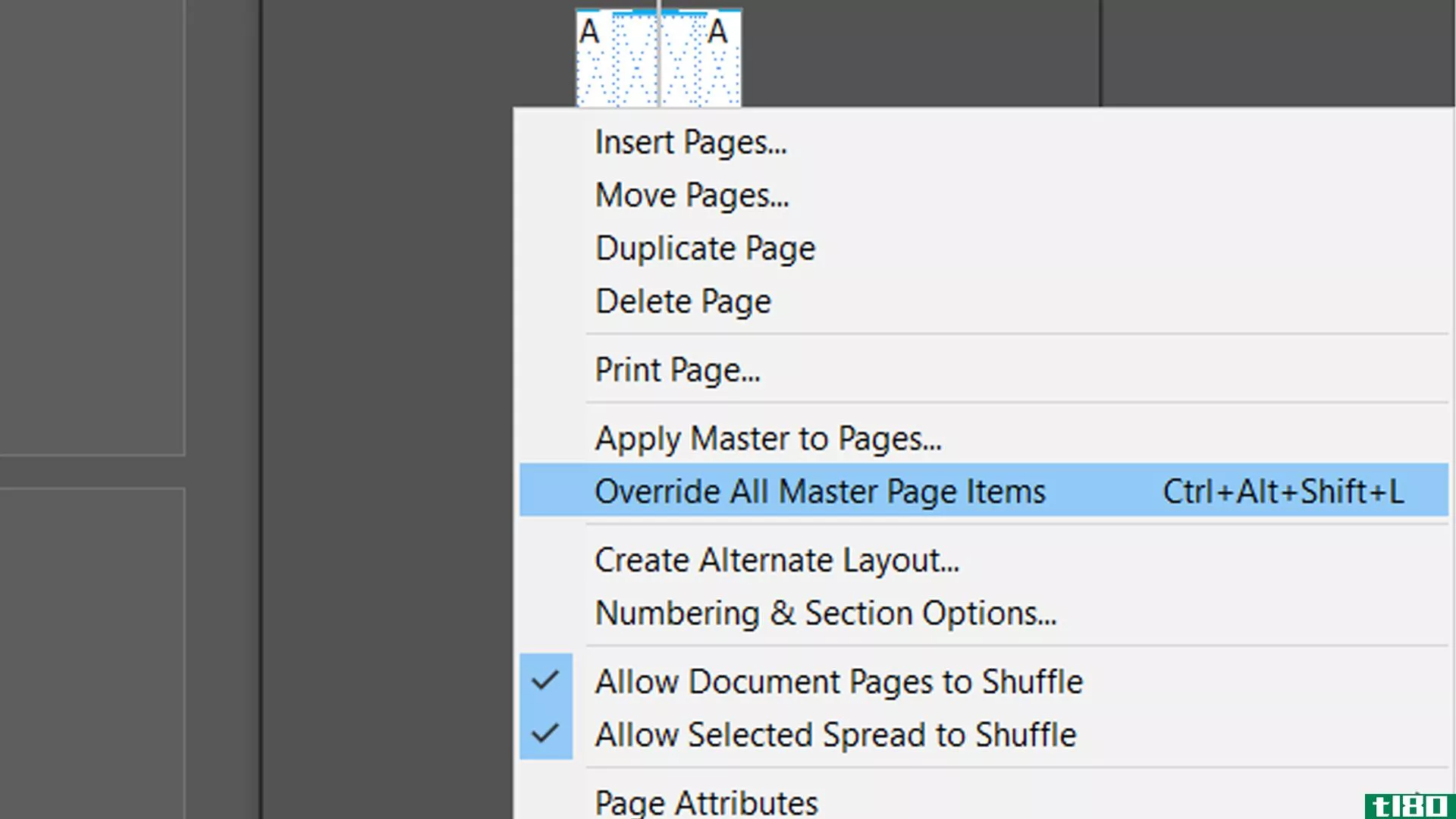 InDesign override all master elements