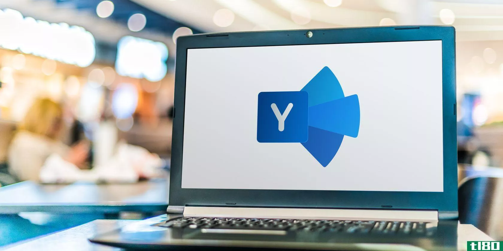 A laptop showing Yammer
