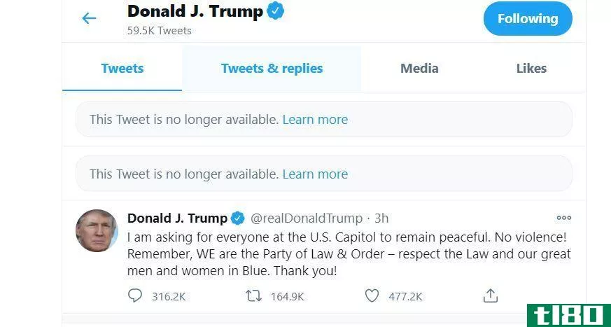 Twitter Trump Tweet removed