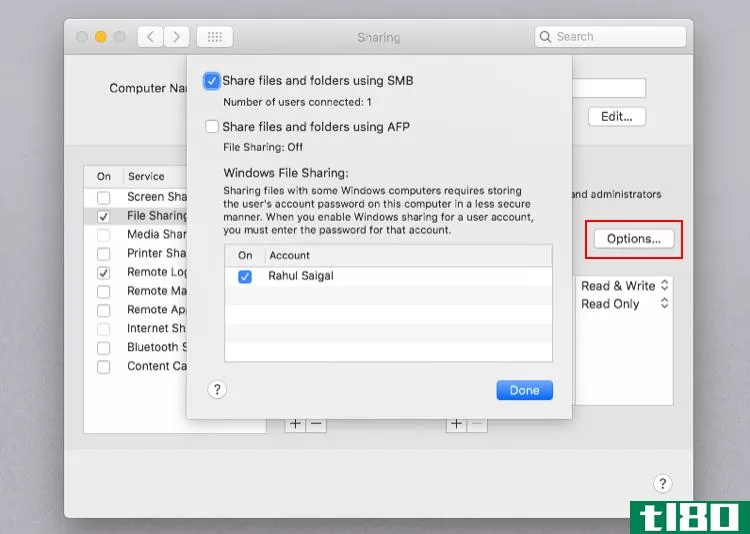 enable file sharing in Mac