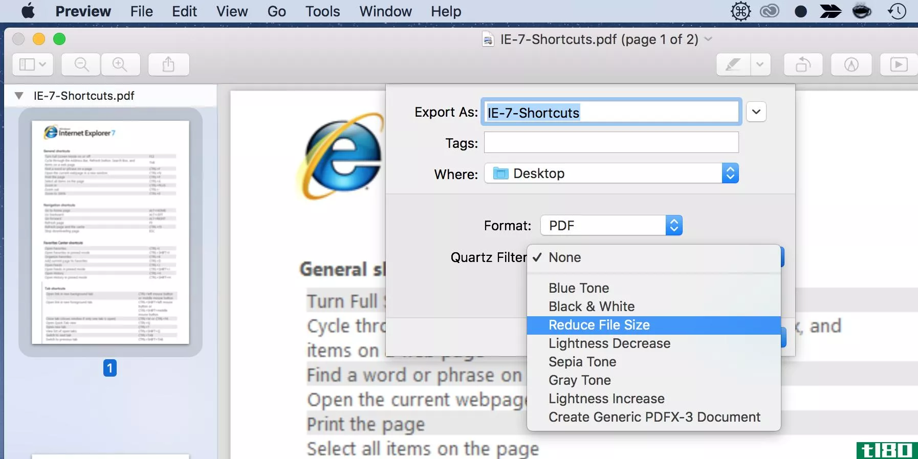 Compress a PDF using Preview