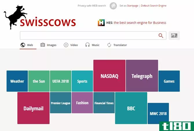Swisscows search engine tool keeps your web searches private