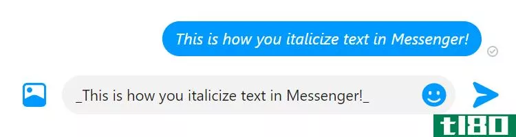 Italic text in message