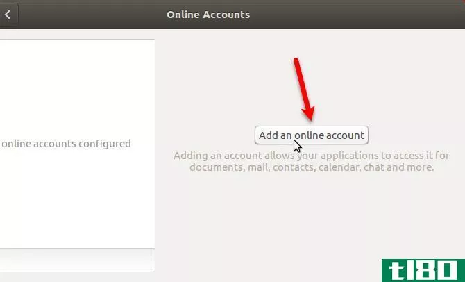 Add an online account button in Ubuntu