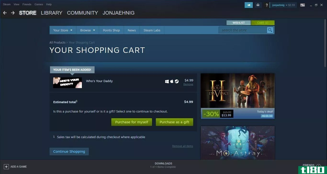 Purchase a game as a gift on Steam