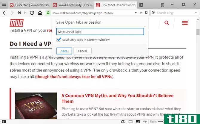 Vivaldi Browser tips - save tabs for later