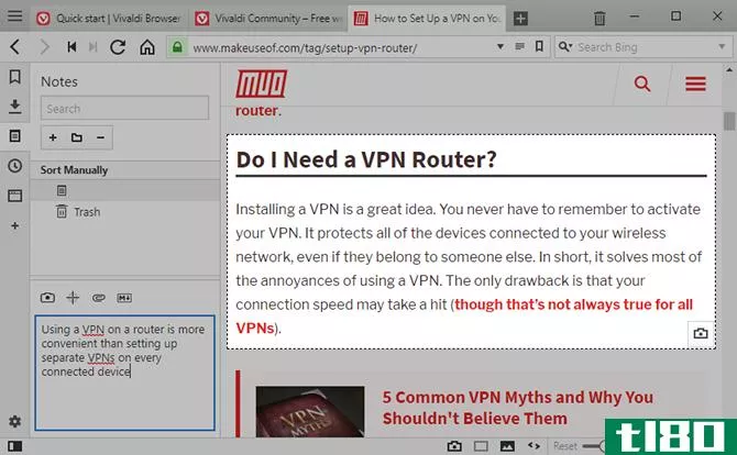 Vivaldi Browser tips - take notes while you browse