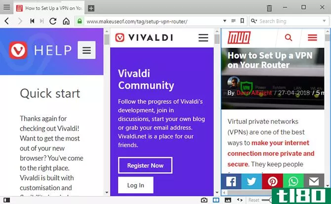 Vivaldi Browser tips - use split view with tab tiling