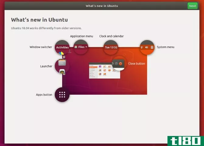Ubuntu 18.04 LTS features - new desktop layout welcome screen
