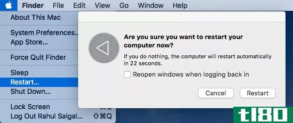 Restart your Mac