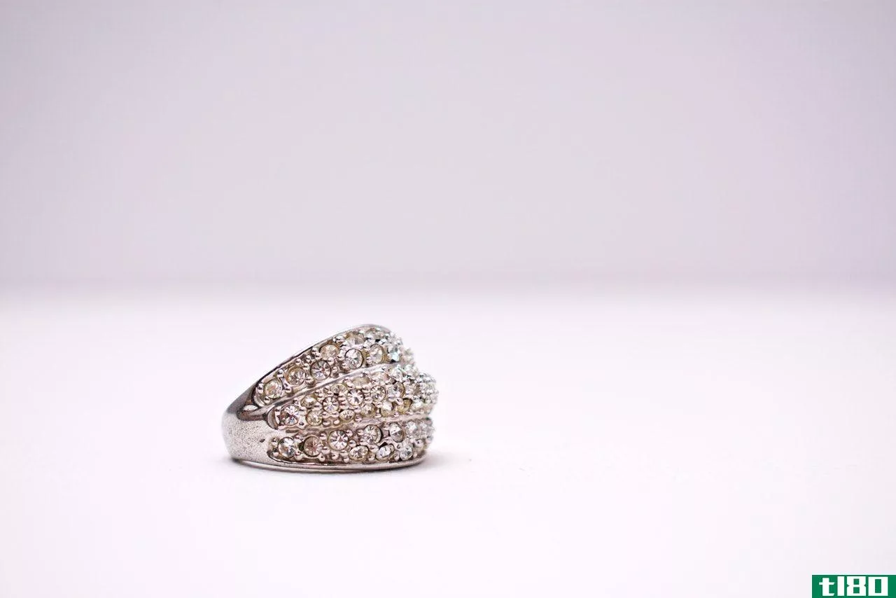 silver ring on a white background