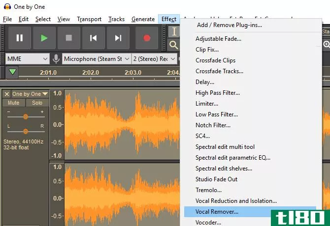 Audacity effects menu