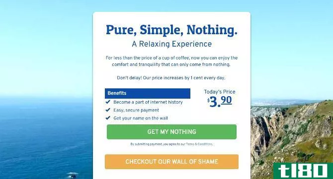 cool weird websites - pay for nothing club