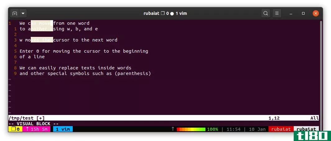 Block Selection in Vim