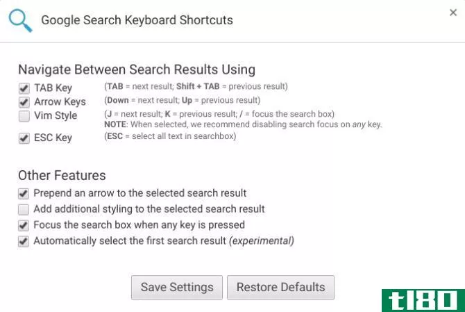 Google Instant Keyboard Shortcuts