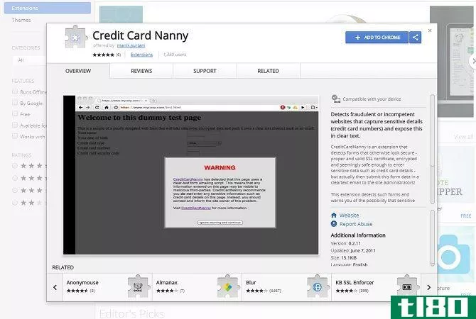 chrome security extensi*** - credit card nanny