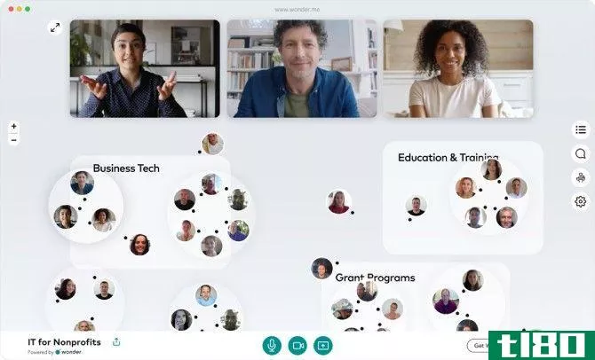 Wonder offers the easiest UI to form groups for video calls and jump between them