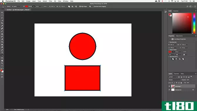 draw two shapes on the same layer in photoshop
