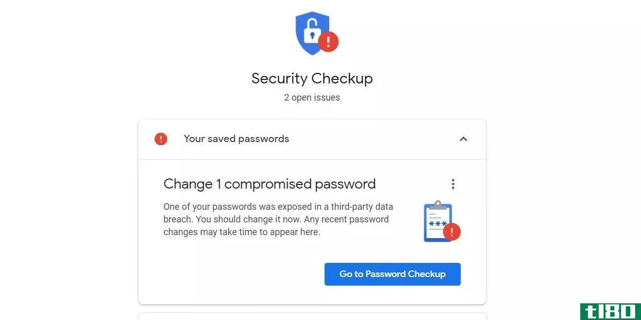 Google alert password checkup