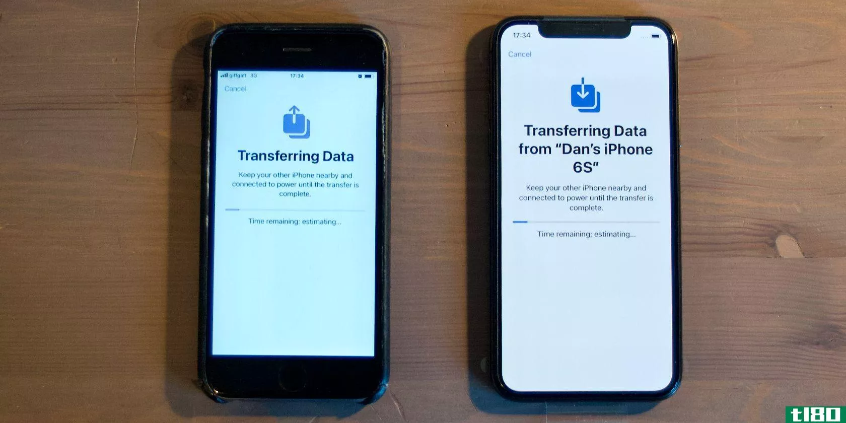 Transferring data progress bar on two iPhones