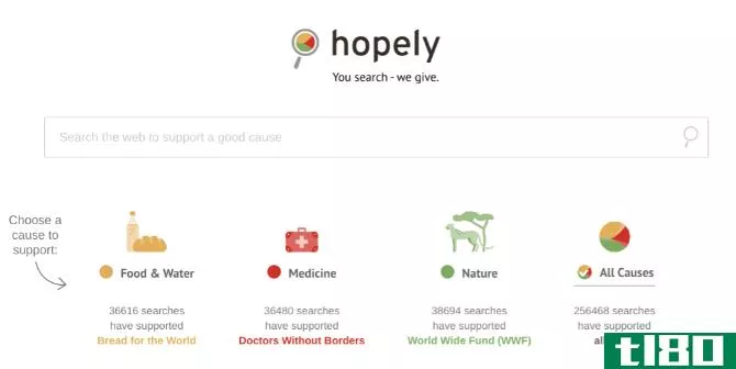 Hopely is a search engine that donates half its earnings from advertisements to charity causes