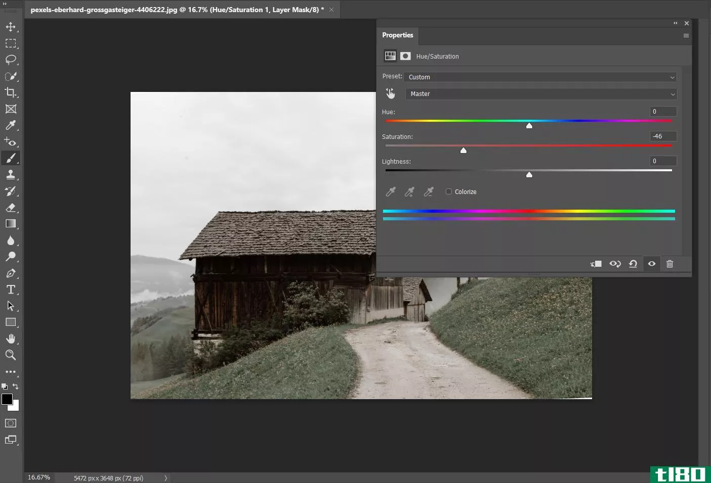 Adjusting hue and saturation in Photoshop
