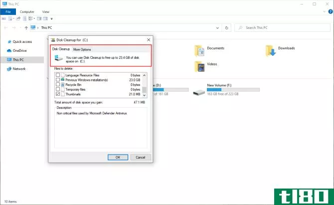 disk cleanup tool in admin mode