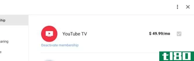 Deactivating YouTube TV on the web