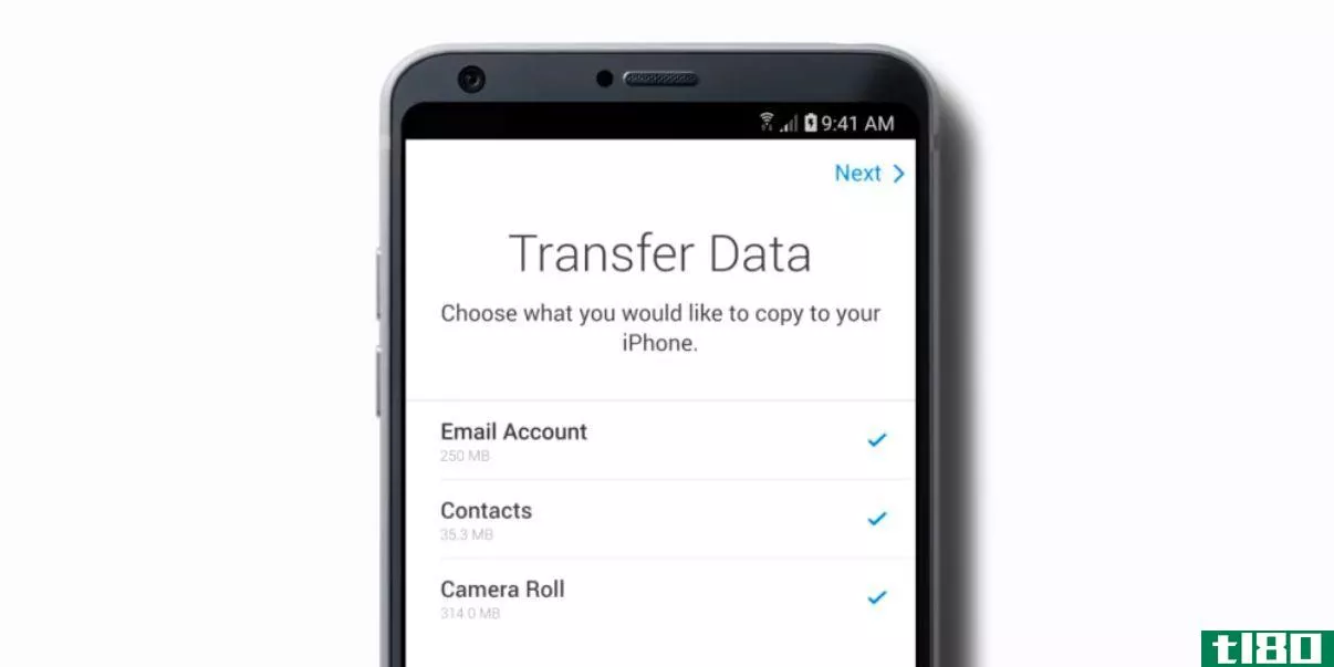 Data transfer opti*** from Move to iOS on Android