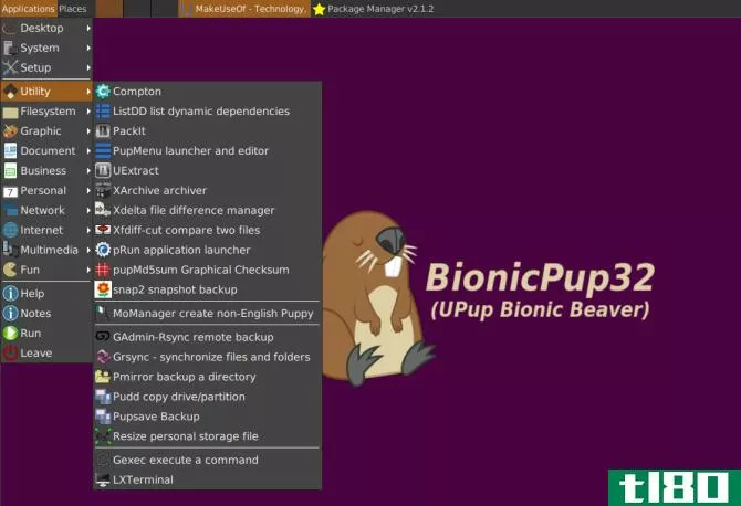 Various tools are preinstalled with Puppy Linux