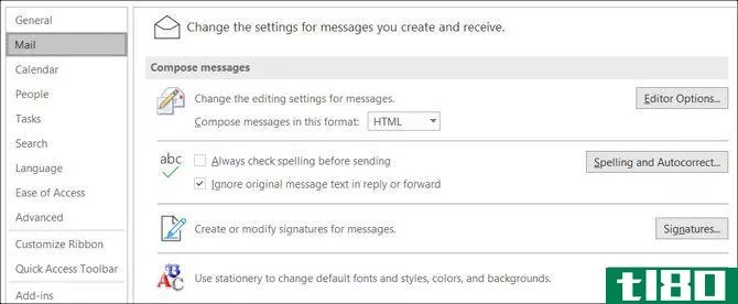 signatures in outlook mail settings