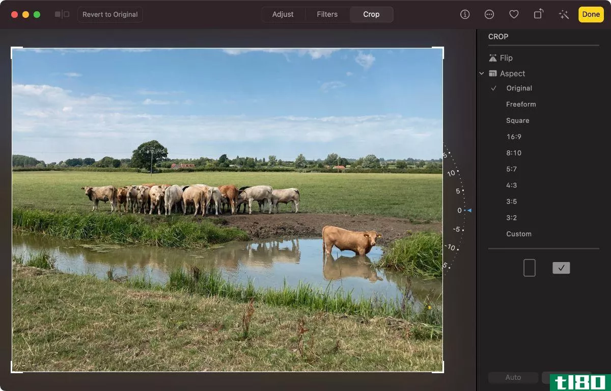 Cropping a photo in Photos on Mac