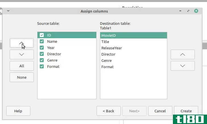 LibreOffice Base Copy Table Dialog