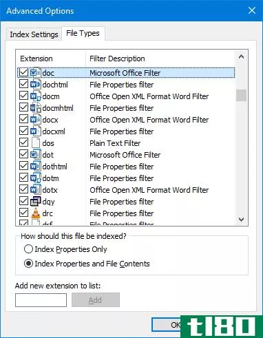 indexing advanced opti*** file type